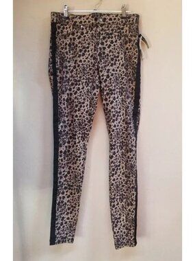 New Anna & Ava Mid-Rise Animal Print Leopard Denim Leggings Small Brown $58